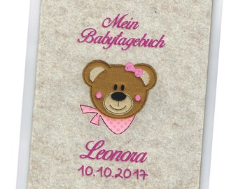 Babytagebuch zur Geburt mit Name • Elefant • Filz Taufgeschenk Fotoalbum 12
