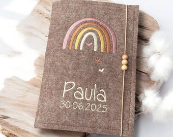 Personalized child health record book cover • Rainbow, copper, gold, antique rose • Mottled felt • Envelope • Child health record book cover • Child health record book cover • Child health record book • Child health record book cover