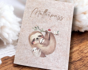 Maternity record book cover • Mom's choice: sloth, fox, hedgehog, owl • Felt • Wooden beads • Maternity record book cover • Maternity record book • Maternity record book cover • Maternity record book