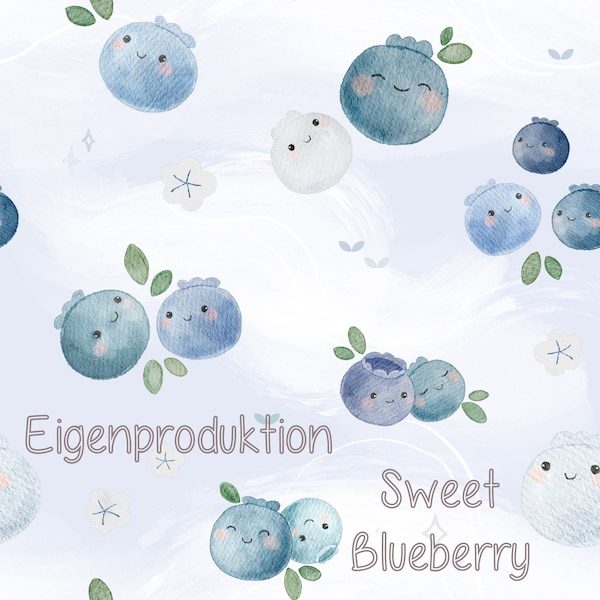 EIGENPRODUKTION VORBESTELLUNG  - Digitaldruck  - Sweet Blueberry  Cloud  - French Terry / BIO Sommersweat oder Jersey  Kinderstoff