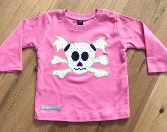 Baby children's long sleeve shirt with girl skull