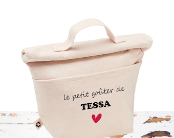 lunch box isotherme en coton recyclé  personnalisée - Idée cadeau pour école ou travail  Repas personnalisé - Sac à goûter -Sac à goûter -