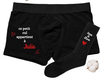 CADEAU POUR LUI, Boxer Chaussettes homme personnalisé, box saint valentin, boxer saint valentin, chaussettes saint valentin