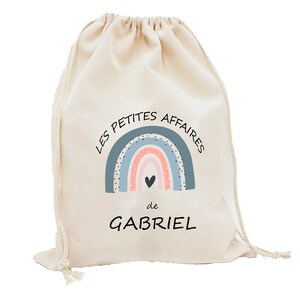Grande Pochon Arc-en-ciel / Sac personnalisé pour la rentrée, sac à doudou, fournitures scolaires ou sportives, maternelle