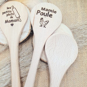 Cuillères en Bois Personnalisées, pour les plats de Mamie , idéal pour manmie , nounou, bonne fête maman, fête des mères, cadeau nounou image 2