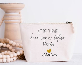 Trousse personnalisée kit de survie d'une super future mariée , cadeau idéal pour un mariage /EVJF - Cadeau EVJF - Pochette evjf