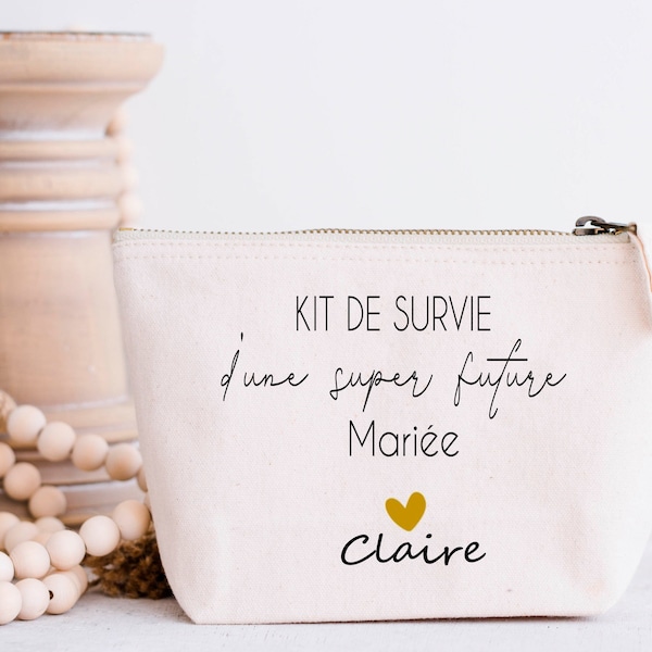 Trousse personnalisée kit de survie d'une super future mariée , cadeau idéal pour un mariage /EVJF - Cadeau EVJF - Pochette evjf