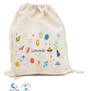 Pochon/ Sac  rangements rentrée scolaire personnalisé ,sac à doudou, affaires d'école ou sport, SPACE