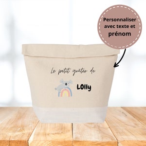 Sac Repas Personnalisé  Coton pour Enfants- Personnalisable avec Prénom- Idée cadeau pour enfant/ Repas personnalisé/ Sac à goûter / Koala