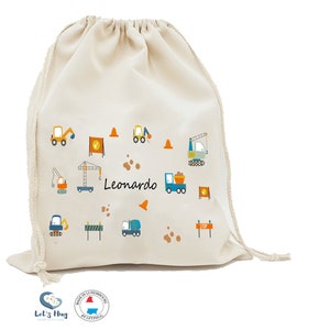 Pochon/ Sac  rangements rentrée scolaire personnalisé ,sac à doudou, affaires d'école ou sport, Diggers