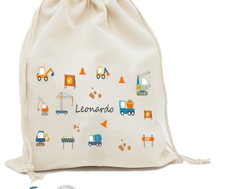 Pochon/ Sac  rangements rentrée scolaire personnalisé ,sac à doudou, affaires d'école ou sport, Diggers