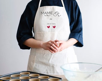 tablier  MAMIE EN OR prénoms enfant , Tablier Cuisine Personnalisé, Cadeau Cuisine Personnalisé pour femme , maman, mamie