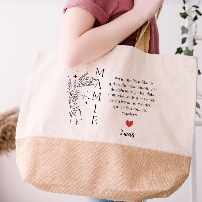 Personalized Grandma Hen shopping bag, Mother's Day gift idea, Personalized Grandma Gift, Personalized Grandma Gift. image 1