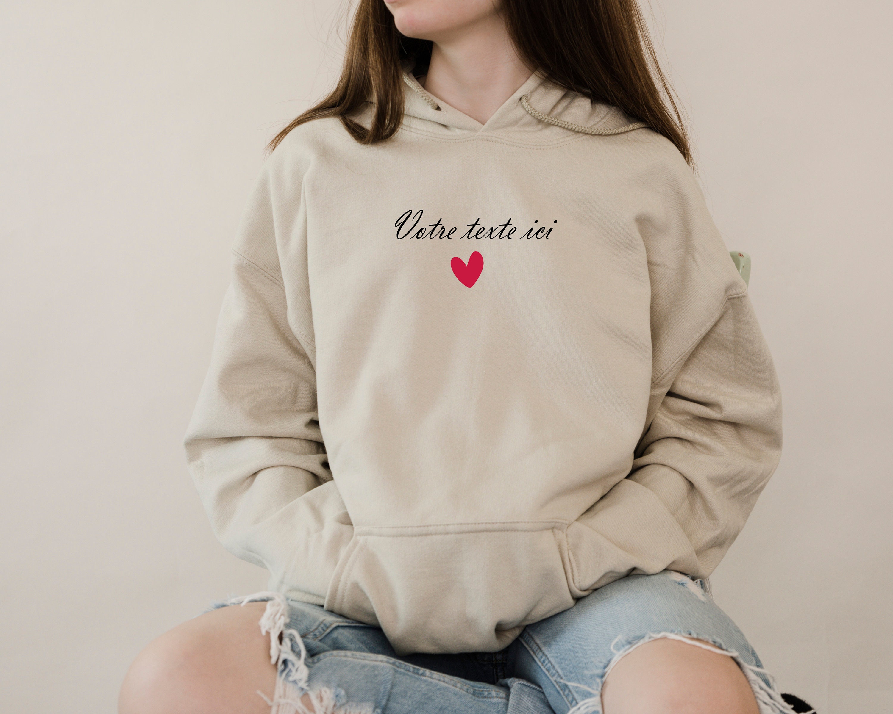 YUANOU Sweat À Capuche Personnalisé Pour Couple, Ajoutez Votre Propre Photo/ Texte/Logo - Pull DIY White,S