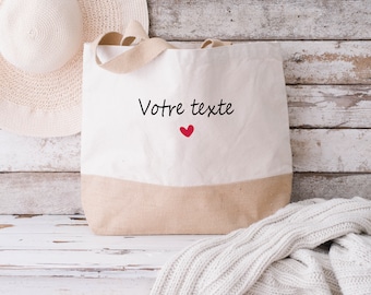 Sac cabas  à personnalisé avec votre texte    idée cadeau fête des mères -Cadeau Mamie Personnalisé, SAC PLAGE