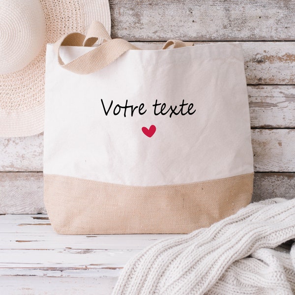 Sac cabas  à personnalisé avec votre texte    idée cadeau fête des mères -Cadeau Mamie Personnalisé, SAC PLAGE