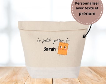 Geïsoleerde tas Geïsoleerde katoenen lunchtas voor kinderen / Aanpasbaar met voornaam en tekst / Snacktas - Cadeau-idee voor kinderen