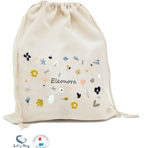 Pochon/ Sac  rangements rentrée scolaire personnalisé ,sac à doudou, affaires d'école ou sport, FLORAL
