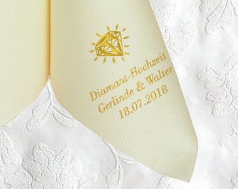 50 napkins for diamond wedding, printed with motif of your choice, personalized name and date
