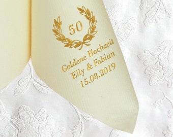 Napkins for Golden Wedding, printed with motif LAUREL WREATH 50, names and date