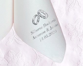 40 napkins for Silver Wedding, printed with motif of your choice, personalized name and date
