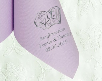 40 napkins printed with name, date and motif for confirmation