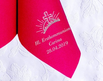 Napkins for communion printed with SUNRISE motif, personalized with name and date