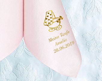 Napkins for baptism, printed with a motif of your choice, personalized names and date