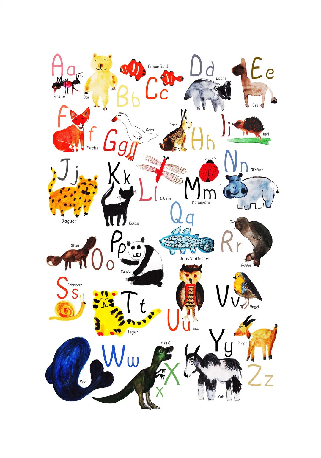 A3 Animal ABC Poster Learning Poster Nursery Deco Etsy Australia
