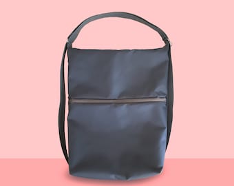 Zaino borsa in tessuto sportivo, grigio antracite, impermeabile