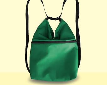 Zaino borsa in tessuto sportivo, colore verde, impermeabile, in cordura