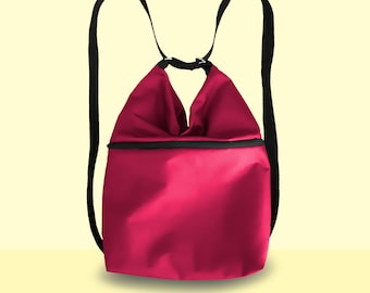 Zaino borsa in tessuto sportivo, colore bacca, impermeabile, in cordura