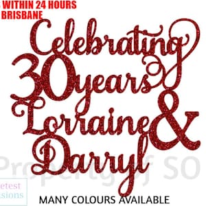 Personalised Custom ANNIVERSARY Personalised Cake Topper Any Message Glitter Metallic Colourful - Choose your colour - Personalisation free