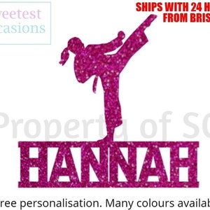 NINJA girl, KARATE, MARTIAL-arts Birthday or any occasion Cake Topper- Glitter Metallic Colourful - Choose your colour