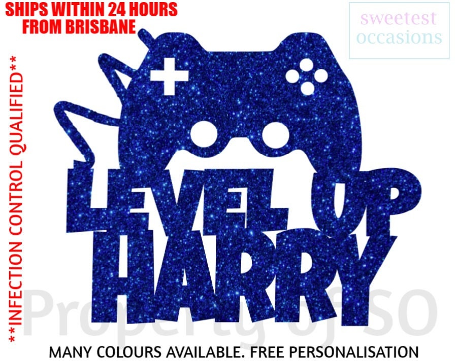 GAMER LEVEL UP Birthday Cake Topper or any occasion Etsy