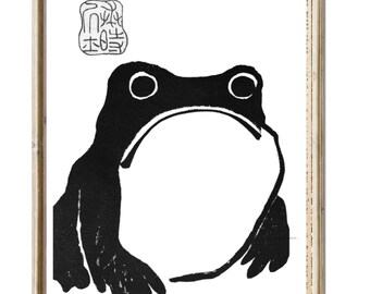 Japansk träsnitt Ukiyo e-groda Reproduktion väggkonst Poster Vintage digital nedladdning