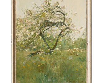 Póster vintage de arte mural con flores de jardín estilo cottage de amapolas, descarga digital. Arte mural vintage en tonos cálidos estilo cottage deco.