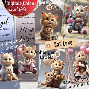 Cat Love - 猫好きのための名言など - 自分で印刷/デザインできるデジタルデータ - PDF/JPG を瞬時にダウンロード - No. 2403