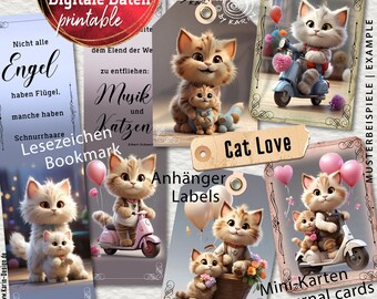 Cat Love - Sprüche und mehr für Katzenliebhaber - digitale Daten zum selbst ausdrucken/gestalten - instant Sofort-Download PDF/JPG - Nr 2403