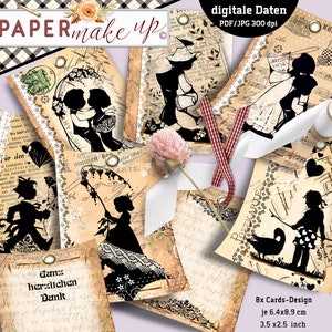Digital Vintage Cards - Tags Labels Etiketten - Journal-Cards - Collage Instant-Download PDF/JPG/PNG - Scherenschnitte - Nr 128
