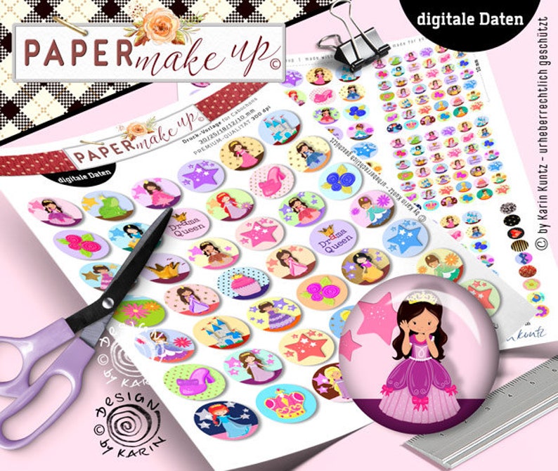 42x Design-Vorlagen digitale collage sheets big bundle Prinzessin Design Sofort-instant-Download PDF/JPG Nr 191 zdjęcie 3