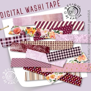 Bordeaux Washi-Tape digital - gran paquete de blackberry - descarga instantánea PNG - No. 131