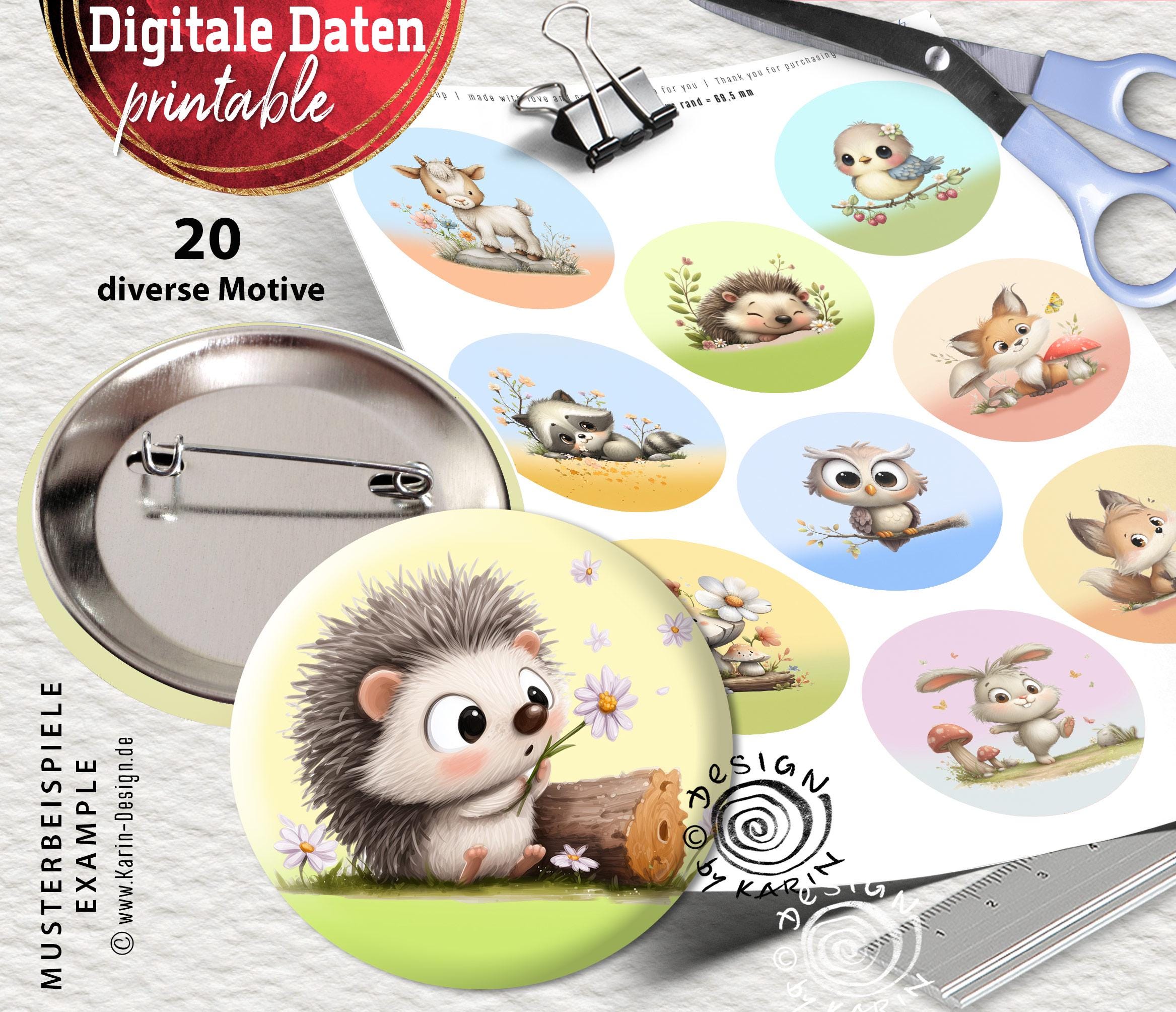 20 Design Button Templates - Digital Print Collages - Special Size 58 ...