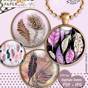 Modelos de design 20x | Folhas de colagem digital | Padrão de mistura de penas | 4 tamanhos | Download instantâneo de PDF/JPG | Estilo Boho - Nº 288