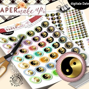 42 design templates digital collage sheets Yin & Yang 6 sizes 30/25/20/18/12/10 Instant instant download PDF/JPG No. 168 image 2