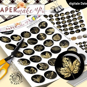30x Cabochon-Design digitale Collagen sheets circles 6 sizes Black-Gold Sofort-instant-Download PDF/JPG Nr 195 Bild 4