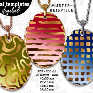 Gold Patterns - 25x Design-Vorlagen oval | digitale Print Collagen - Jewelry making | Instant-Download PDF/JPG - Nr 431