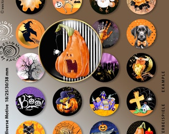 20 digital Vorlagen - 4 sizes 38 + 30 + 25 + 18mm - Halloween - collage sheets printable images - sofort-instant-Download PDF/JPG - Nr 2327