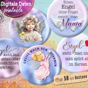 20x design button templates - digital print collages - special size 58 mm - angel - instant download PDF/JPG - No. 2332
