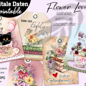 vintage tag labels - digital - tags labels labels - 8x journal cards - collage - instant download PDF and/or JPG - No. 2310